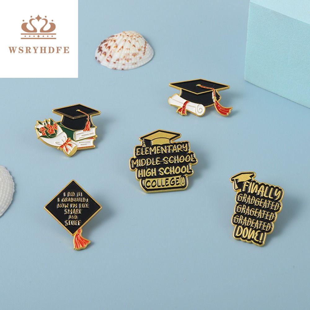 WSRYHDFE Hàng ngày Trang trí Quà tặng trang sức lời chúc tốt nhất Sơn nướng Phụ kiện quần áo Bé gái Hợp kim Huy hiệu ve áo Trâm cài nữ Trâm cài mũ cử nhân Ghim tráng men tốt nghiệp