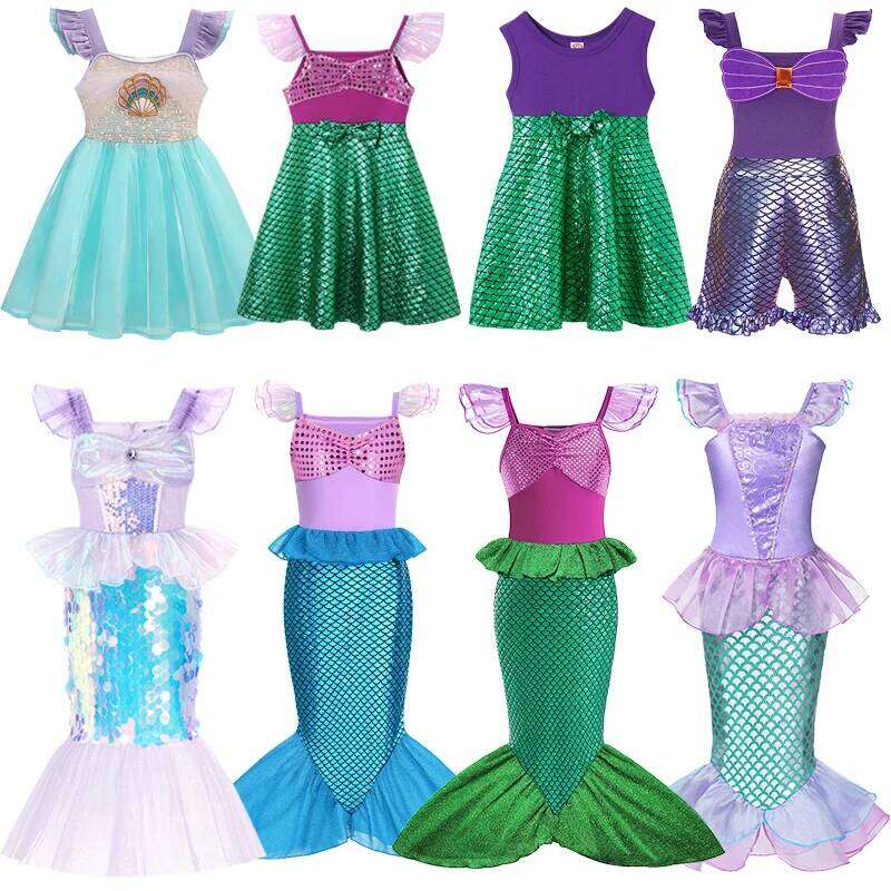 Váy tiệc sinh nhật chủ đề nàng tiên cá bé gái, trang phục cosplay công chúa cho trẻ em, quần áo lễ hội Halloween