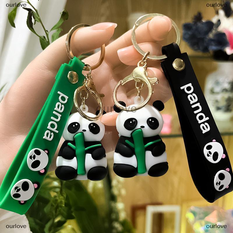 [COD] ourlove Dễ thương phim hoạt hình gấu trúc Keychain Silicone động vật búp bê mặt dây chuyền Keyring cho phụ nữ người đàn ông túi quyến rũ chìa khóa xe chủ phụ kiện vài món quà