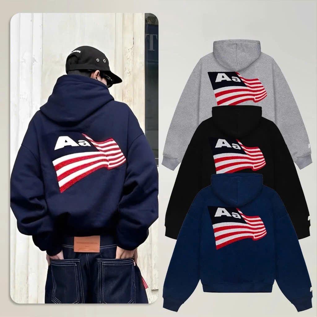 Áo Khoác Hoodie Hình Lá Cờ THÊU Xù Chất Nỉ Dày Dặn Chuẩn Xịn Cao Cấp Nam Nữ Top Dài Tay