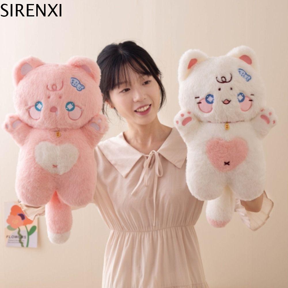 SIRENXI Bông PP Đồ chơi nhồi bông mèo dễ thương Đang đứng Thu hút sự giàu có Gối nhồi bông mèo trắng Búp bê đồng hành cho trẻ em Dễ thương Búp bê nhồi bông mèo đen Trang trí nhà cửa