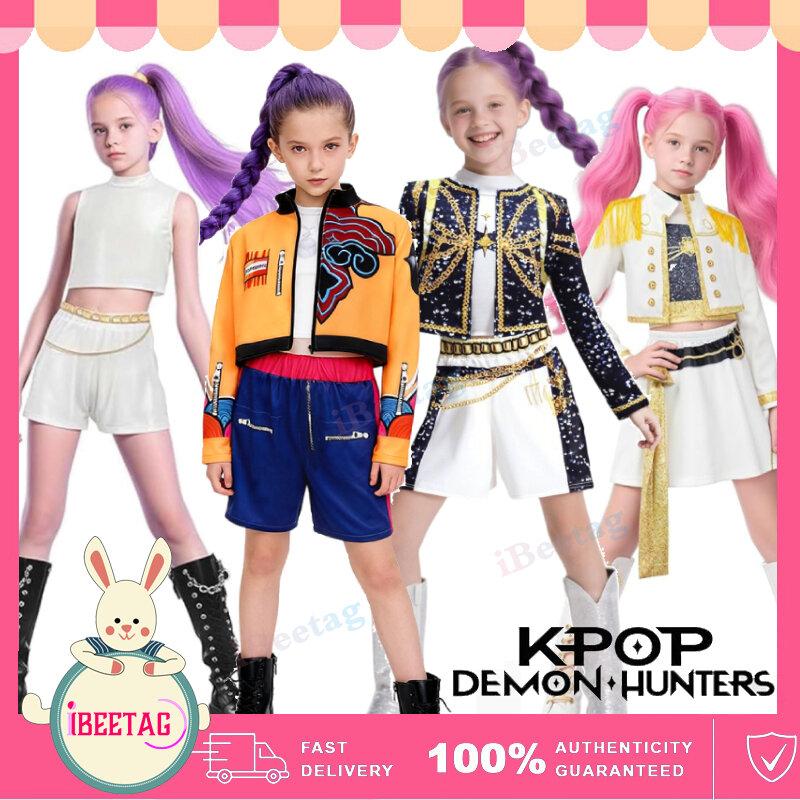 Trẻ Em Cô Gái K-Pop Thợ Săn Quỷ Rumi Zoey Cosplay Huntrix Trang Phục 3D In Quỷ Thợ Săn Mira trang phục sân khấu Trẻ Em bữa tiệc Halloween Clolthes Bộ