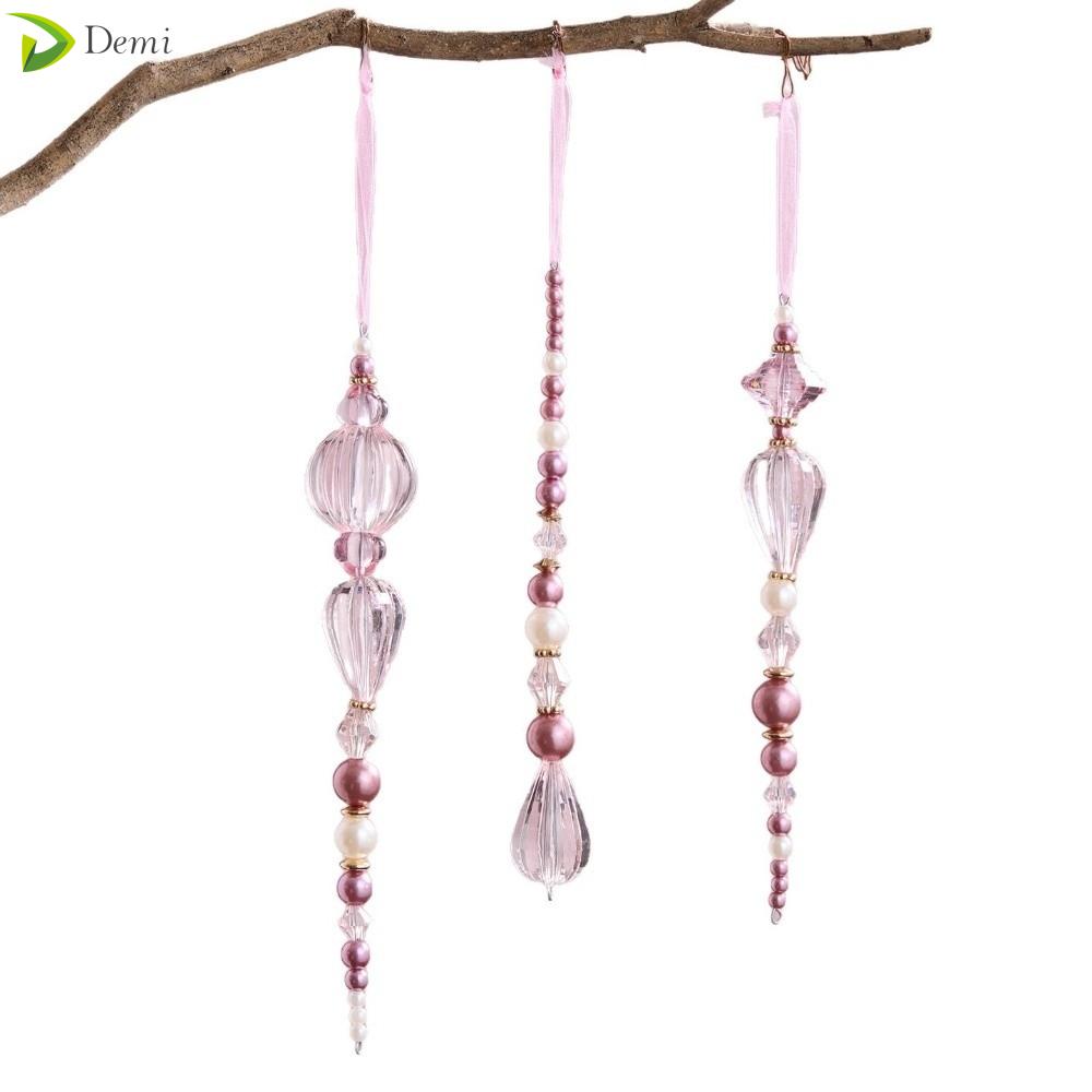 DEMI  dây chuyền pha lê Đồ trang trí Giáng sinh Cây treo Acrylic hồng Đồ trang trí treo cây thông Noel 2025   dây chuyền pha lê acrylic màu hồng Cây Giáng Sinh