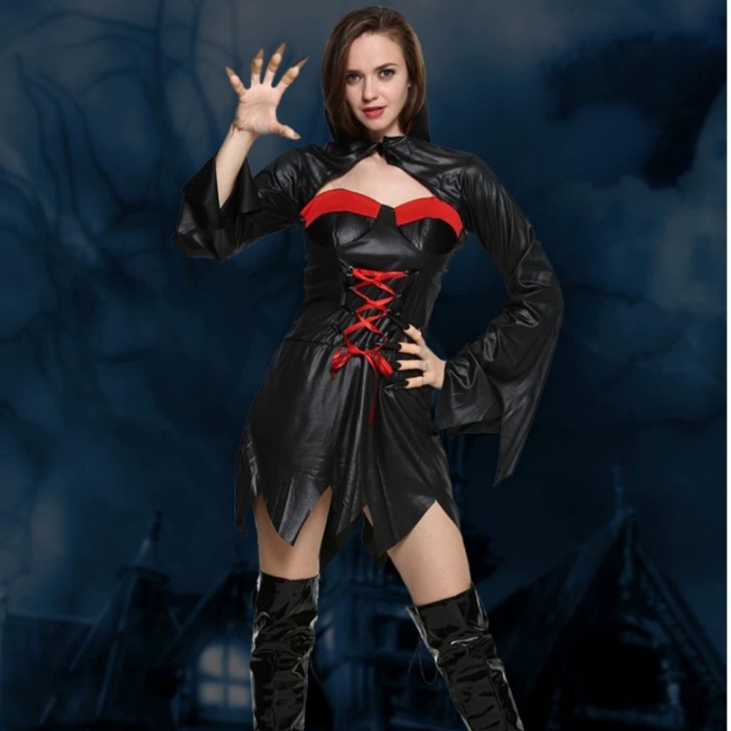 (Hỏa Tốc) Trang phục Hóa Trang Ma Cà Rồng Nữ/ Bộ đồ Dracula Nữ cho lễ hội Halloween