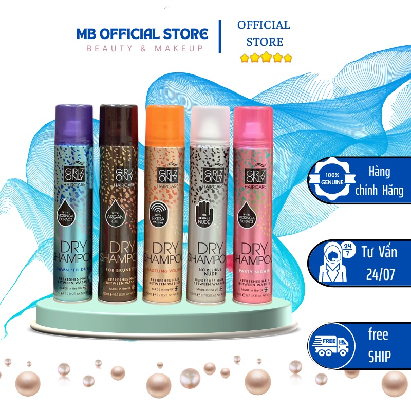 Dầu Gội Khô Girlz Only Party Nights / Dawn 'Til Dusk / Dazzling Volume / No Residue Nude 200ml