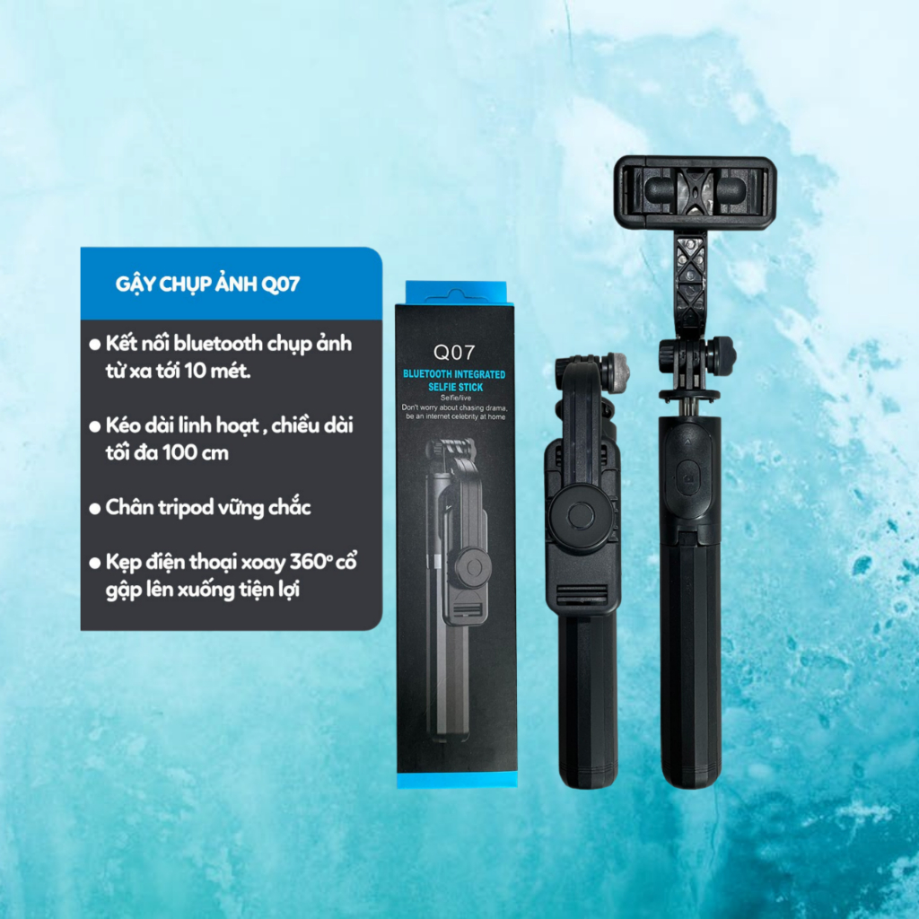 Gậy Selfie Q07 Có Remote Bluetooth - Gậy Chụp Ảnh 3 Chân Chất Lượng Cao - Gậy Tự Sướng Lỗi 1 Đổi 1 Trong 7 Ngày