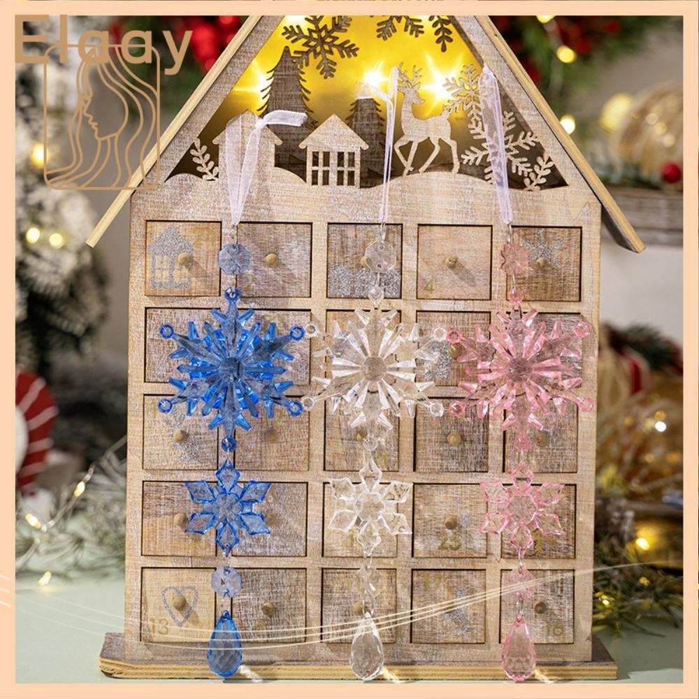 ELAAY Bông tuyết Đồ trang trí Cây giáng sinh Acrylic Sáng Tạo Trang trí Giáng sinh  Đồ trang trí treo  dây chuyền quà tặng giáng sinh
