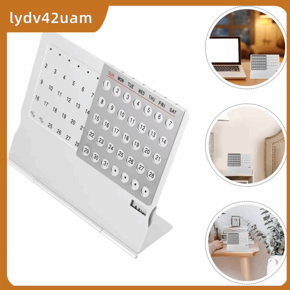LYDV42UAM Hợp  nhôm Lịch để bàn Cài đặt thủ công mini Lịch vạn niên Sáng tạo Sử dụng nhiều lần Lịch để bàn hàng tháng vĩnh cửu Trang chủ