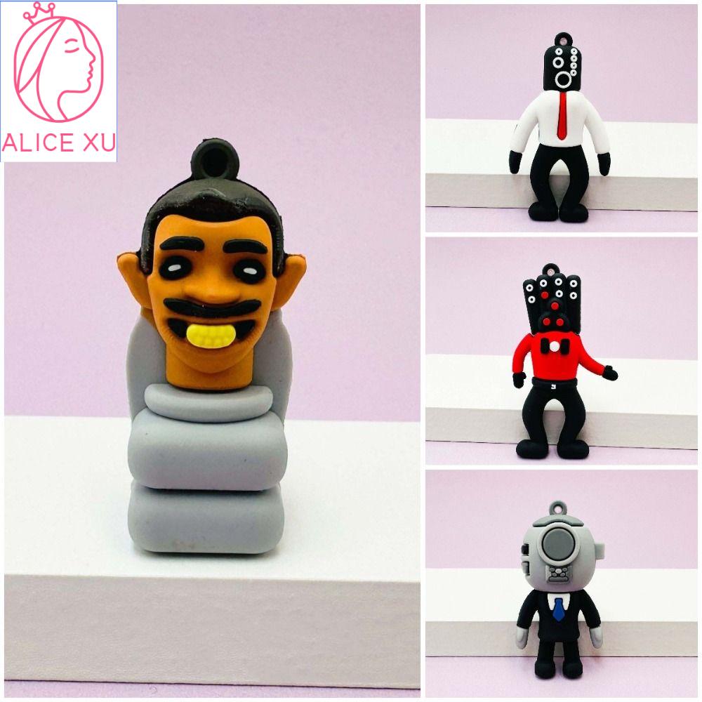 ALICE XU Người đàn ông truyền hình Camara Man Móc khóa Anime toilet Man Skibidi bop bop Nhà vệ sinh skibidi Phụ kiện nhà vệ sinh skibidi Dễ thương PVC Khỉ ho cò Quà tặng móc chìa khóa