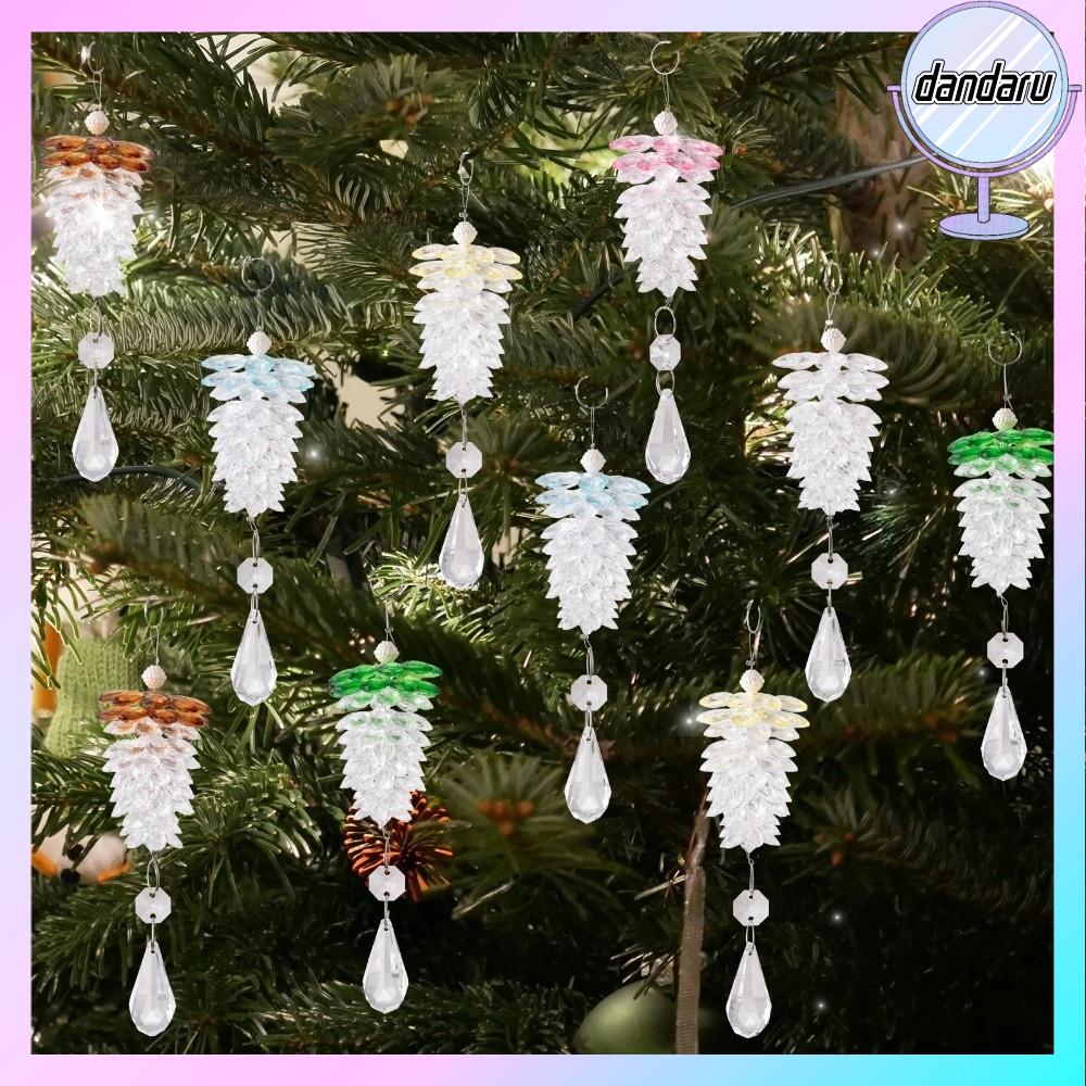 DANDARU Acrylic  dây chuyền cây thông Noel Trong suốt Quả thông mô phỏng  dây chuyền hình quả thông pha lê Trang trí treo  dây chuyền Giáng sinh Trang trí cây thông Noel