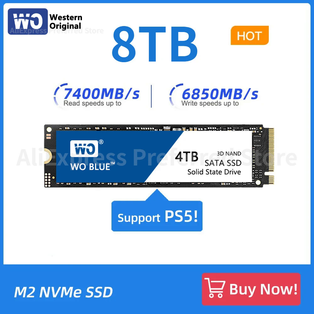 7400 MBgiây màu xanh ps5 SSD NVMe M2 512GB 1TB 2TB 4TB nội bộ trạng thái rắn ổ cứng M.2 PCIe 4.0x4 2280 SSD đĩa cho máy tính xách tay ps5 PC