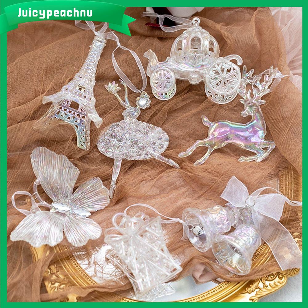 JUICYPEACHNU Bông tuyết  dây chuyền pha lê giáng sinh Tự làm Acrylic Đồ trang trí Cây giáng sinh   dây chuyền treo tường Treo pha lê Giáng sinh