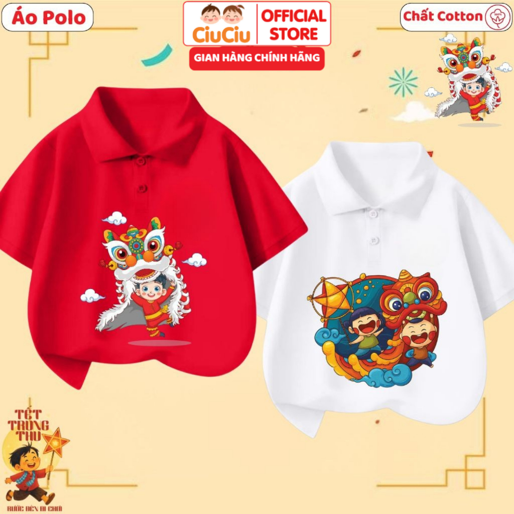 Áo polo Trυng thu 2025 cho bé trai bé gái CIUCIU BABY chất cotton co dãn thoáng mát thấm hút mồ hôi