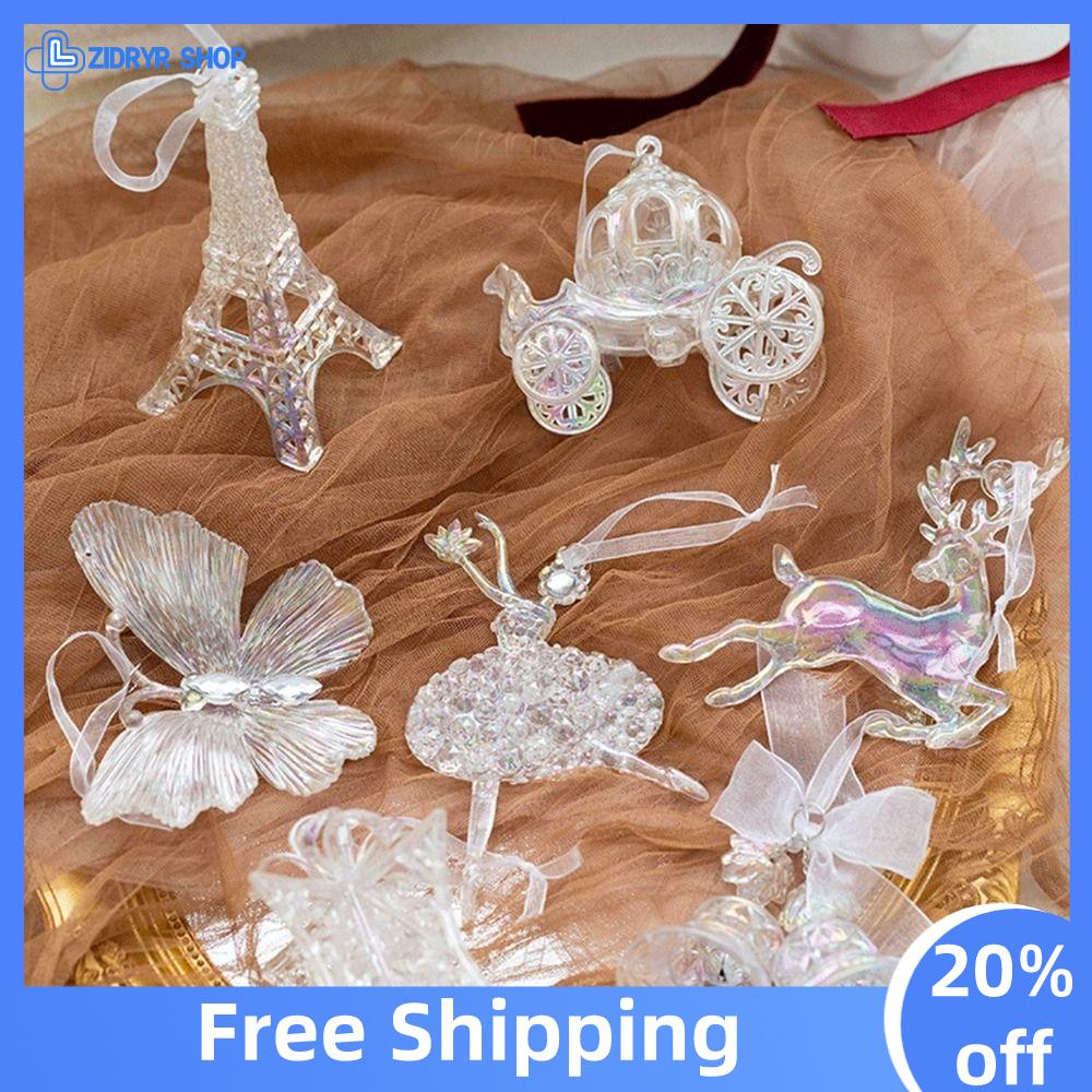 ZIDRYR SHOP Bông tuyết  dây chuyền pha lê giáng sinh Acrylic Tự làm Đồ trang trí Cây giáng sinh   dây chuyền treo tường Treo pha lê Giáng sinh
