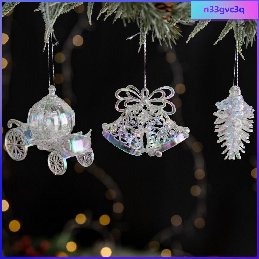 N33GVC3Q Trong suốt  Dây Pha Lê Giáng Sinh Acrylic Lấp lánh Đồ trang trí treo Đồ trang trí thiên thần Vương miện nai sừng tấm Đồ treo cây thông Noel Tiệc Giáng sinh
