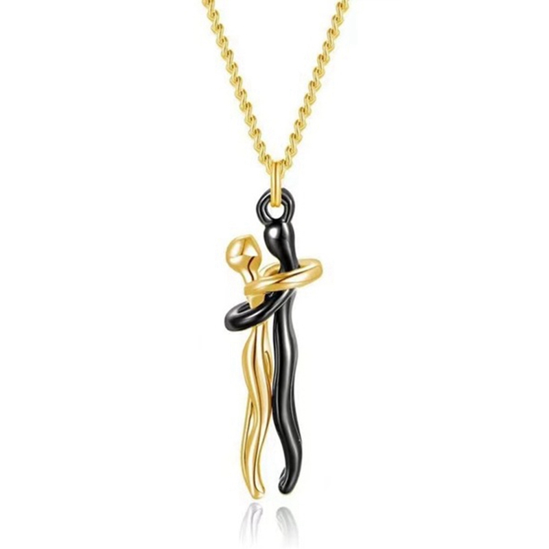 wsustore--Hip Hop Enbrace Couple Men Punk Lovers Hug Necklace Promise Jewelry Party Gifts Fashion