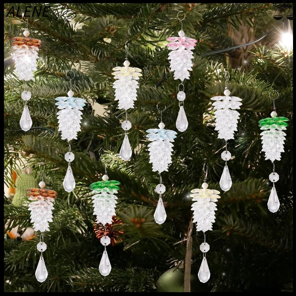 ALENE Acrylic  dây chuyền cây thông Noel Quả thông mô phỏng Trong suốt Đồ trang trí treo   dây chuyền Giáng sinh Trang trí cây thông Noel