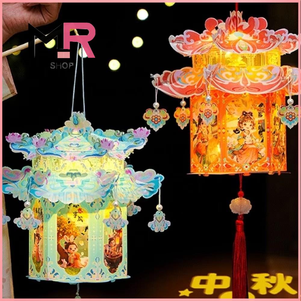 O—S STORE Chất liệu PVC Đèn lồng Tết Trung thu Lời chúc phúc Gói vật liệu DIY Đèn lồng phát sáng Truyền thống Kích thước cầm tay Đèn lồng thủ công Lễ kỷ niệm lễ hội