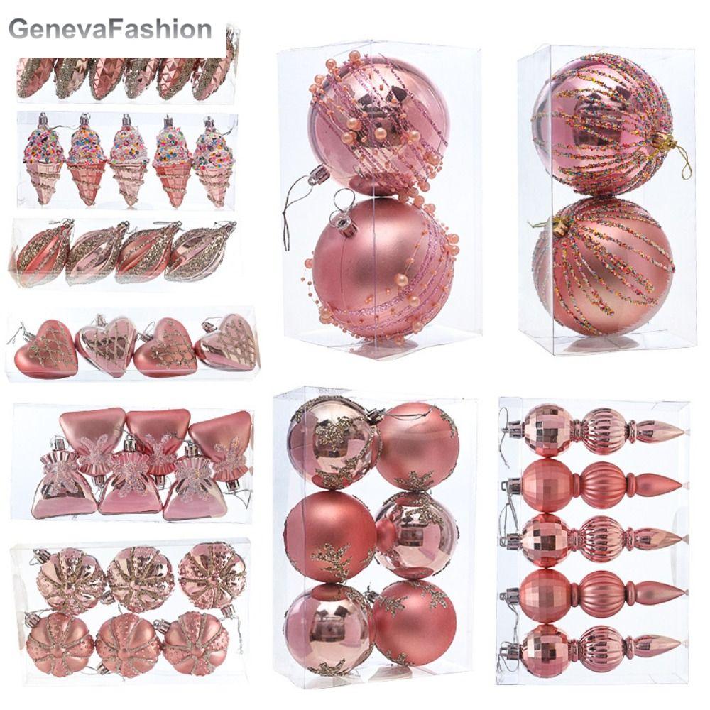 GENEVA Kem  dây chuyền quả bóng giáng sinh Pinecone Màu hồng Đồ trang trí treo Cây giáng sinh Bền Ngôi sao năm cánh Trang trí Giáng sinh vui vẻ Trang trí nhà năm mới