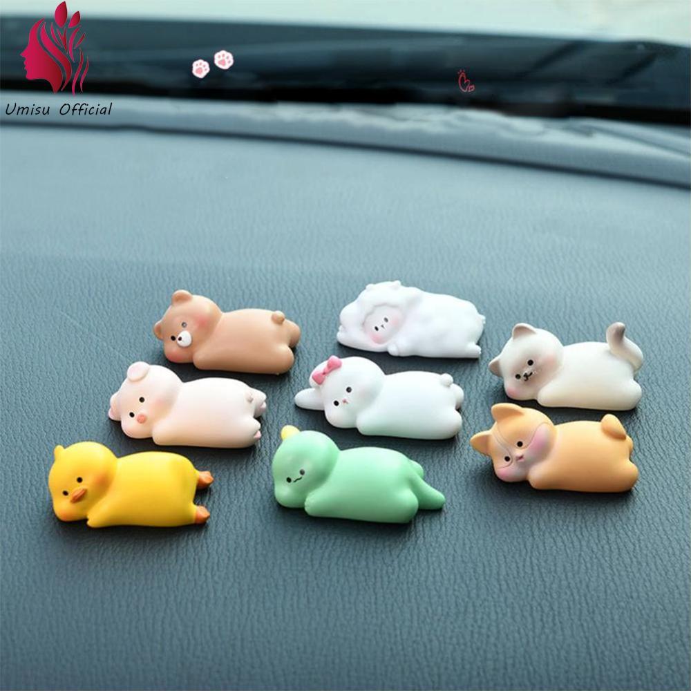 Umisu Bảng điều khiển xe hơi Đồ Trang Trí Quà Tặng hộp giữa xe ô tô Trang Trí Đáng Yêu Ngủ Động Vật Gấu Lợn Thỏ Vịt phụ kiện nội thất xe ô tô