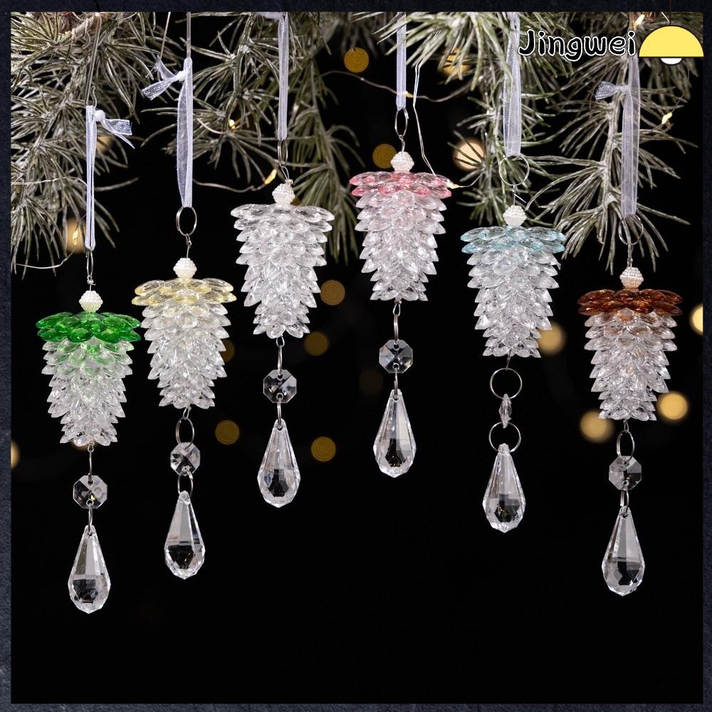 JINGWEI Acrylic  dây chuyền cây thông Noel Trong suốt Quả thông mô phỏng  dây chuyền Giáng sinh Trang trí treo  dây chuyền hình quả thông pha lê Trang trí cây thông Noel