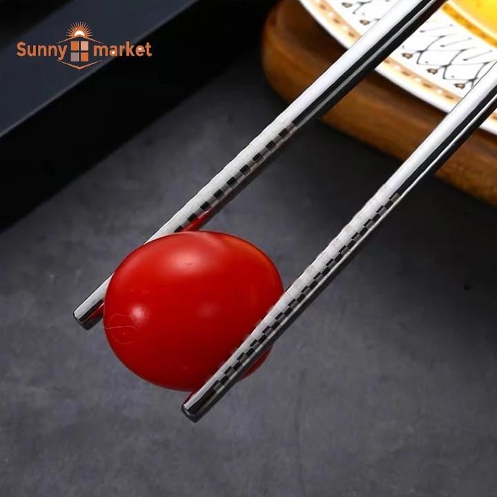 Bộ 5 Đôi Đũa Inox SUS 304 Đầu vuông Chống Trượt Cao Cấp Hàn Quốc KOREA