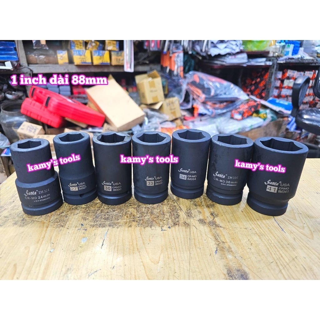 1 inch Đầu tuýp đầu khẩu 6 cạnh dài 90mm 22mm 23mm 24mm 27mm 30mm 32mm 33mm 35mm 36mm 38mm 41mm 42mm 44mm Santa CR-MO