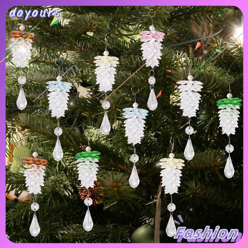 DOYOURS Quả thông mô phỏng  dây chuyền cây thông Noel Acrylic Trong suốt Đồ trang trí treo Trang trí treo  dây chuyền hình quả thông pha lê Trang trí cây thông Noel