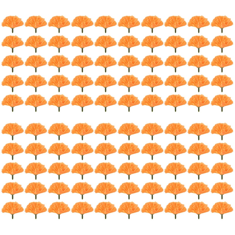 Marigold Flower Heads Bulk, 100Pcs Heads for Garlands Crafts, Silk Marigold Fake Flowers, Orange