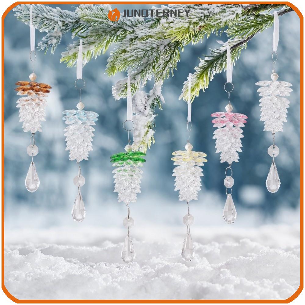 JUNOTERNEY Acrylic  dây chuyền cây thông Noel Quả thông mô phỏng Trong suốt  dây chuyền Giáng sinh Trang trí treo  dây chuyền hình quả thông pha lê Trang trí cây thông Noel
