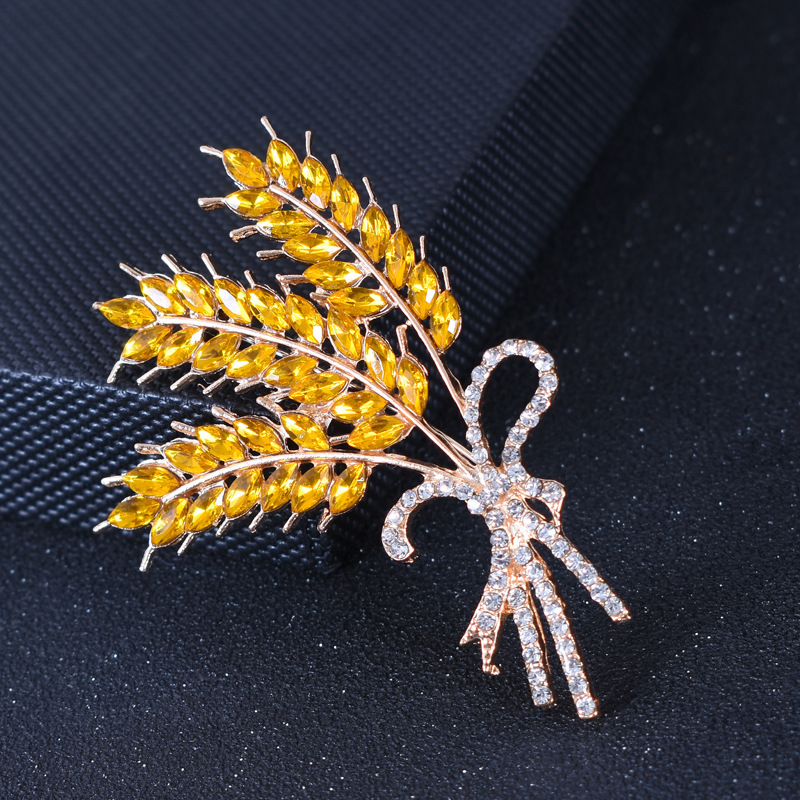 Thời trang mới khí pha lê lúa mì Tai trâm cài cho phụ nữ đơn giản sáng tạo lúa mạch Corsage tinh tế khăn nút eo pins quần áo phụ kiện trang sức quà tặng
