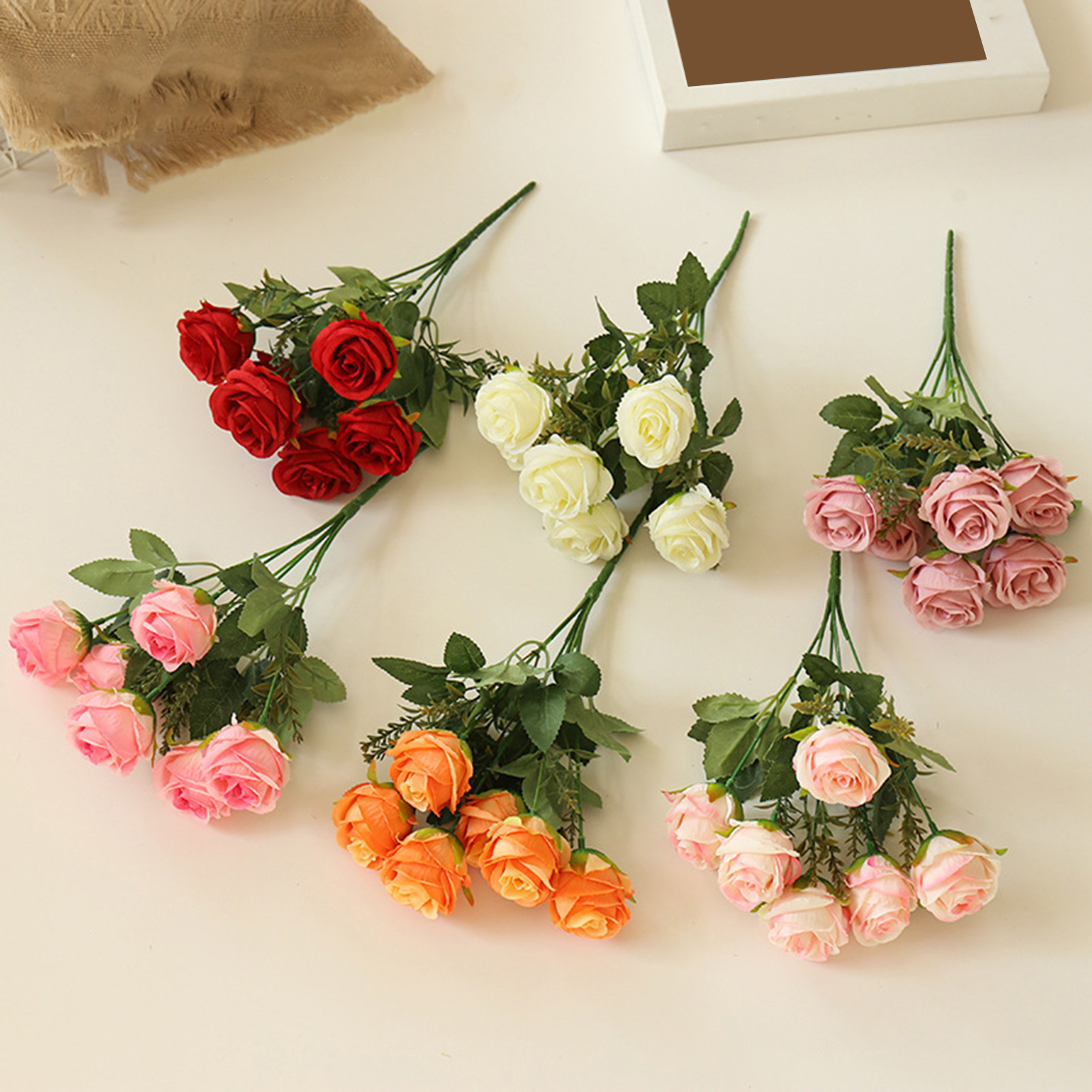 1 bó thực tế làm bằng tay hoa giả giả lụa hoa trang trí hoa hồng nhân tạo thanh lịch cho đám cưới 1 bó hấp dẫn