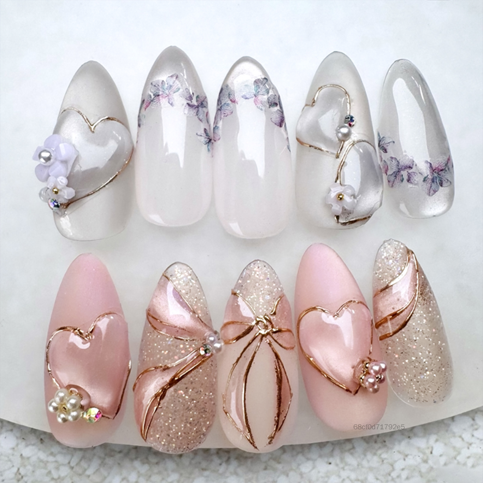 Móng tay giả và màu hồng với trái tim bền bỉ và không bao giờ tách móng tay giả tạo thoải mái cho hiệu suất sân khấu mặc sfrk-vn