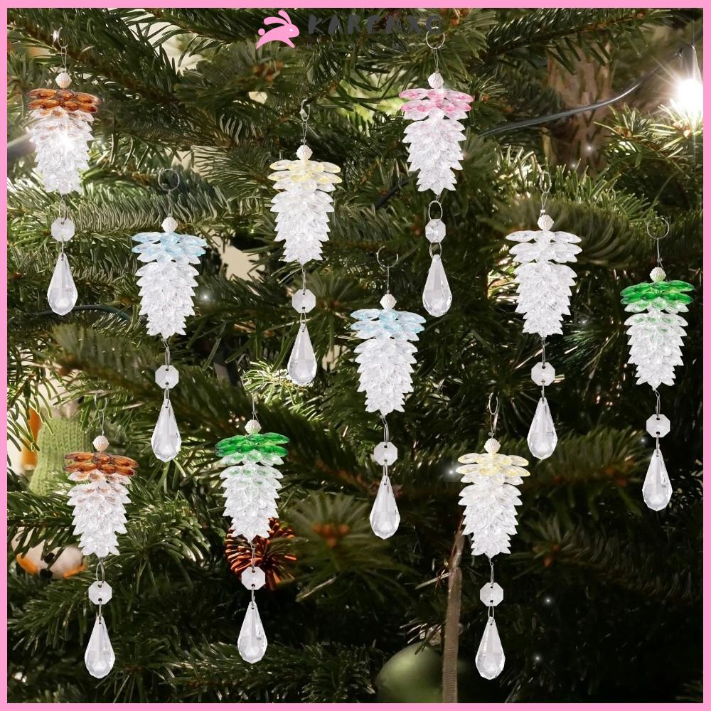 KAREMXQ Acrylic  dây chuyền cây thông Noel Trong suốt Quả thông mô phỏng Đồ trang trí treo Trang trí treo  dây chuyền Giáng sinh Trang trí cây thông Noel