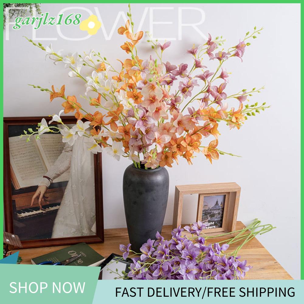 GARJLZ168 Hoa lan Hoa Orchid Nhân Tạo 2 cái nĩa 85cm. Cành hoa giả Cổ điển Tự làm Hoa lụa giả Trang trí nhà cửa