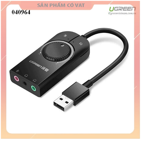 USB Sound USB 2.0 có điều khiển volume hỗ trợ Mic&Loa chính hãng Ugreen