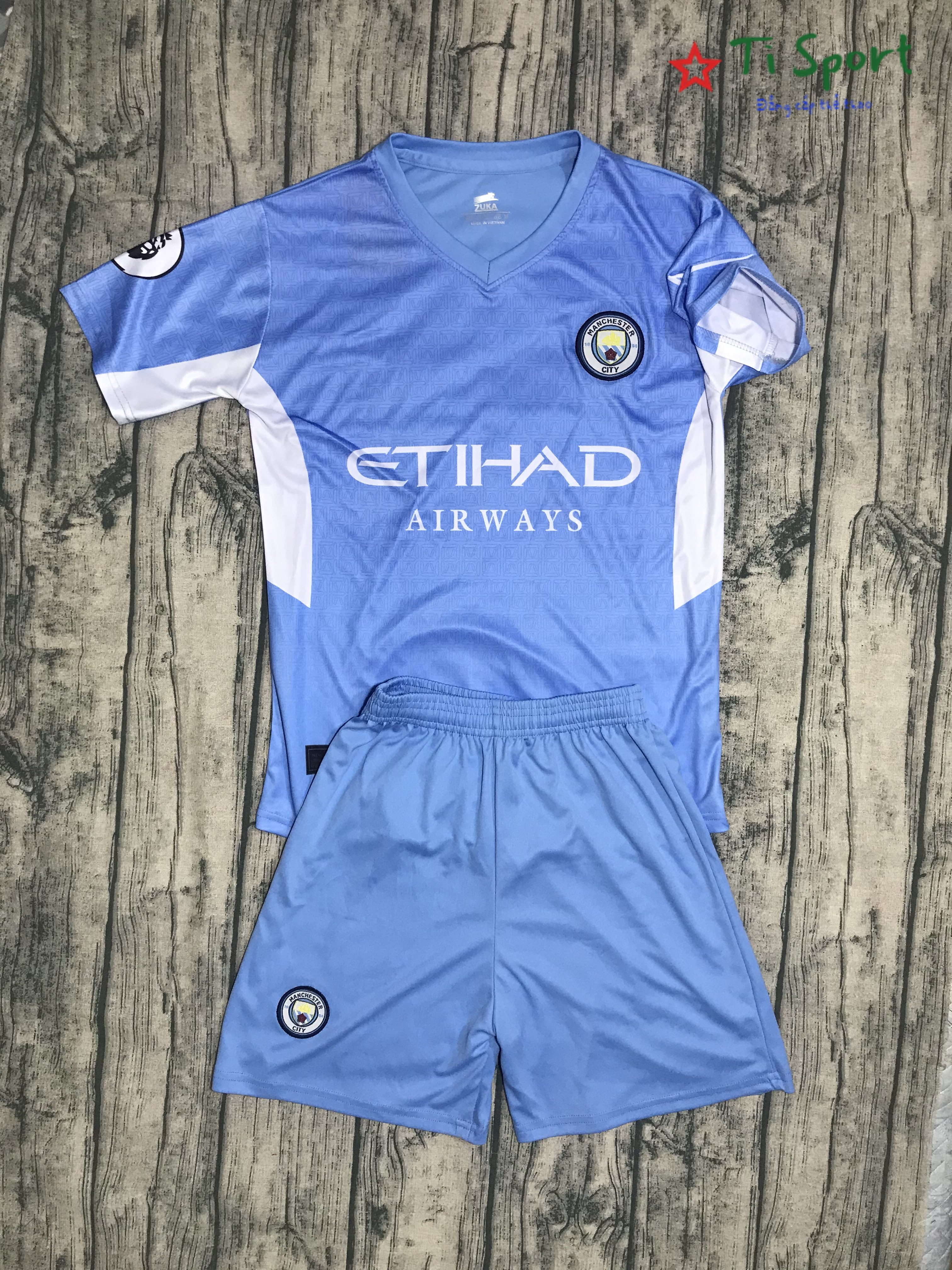 Áo Bóng Đá CLB Manchester City - Trắng Xanh- Thun Thái Cao Cấp - Co Giãn 4 Chiều